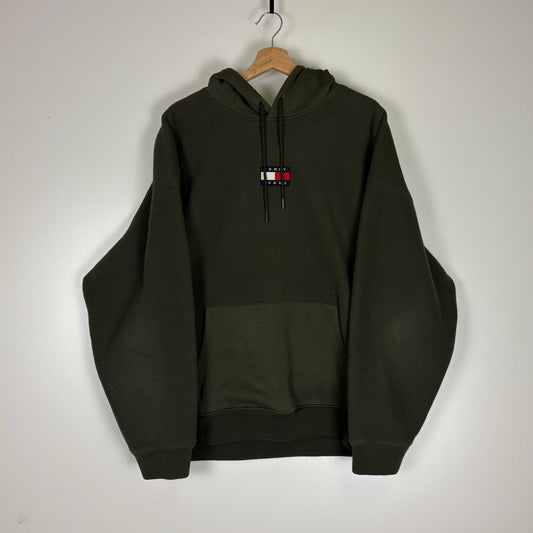 Tommy Hilfiger tommy jeans flag green fleece hoodie L
