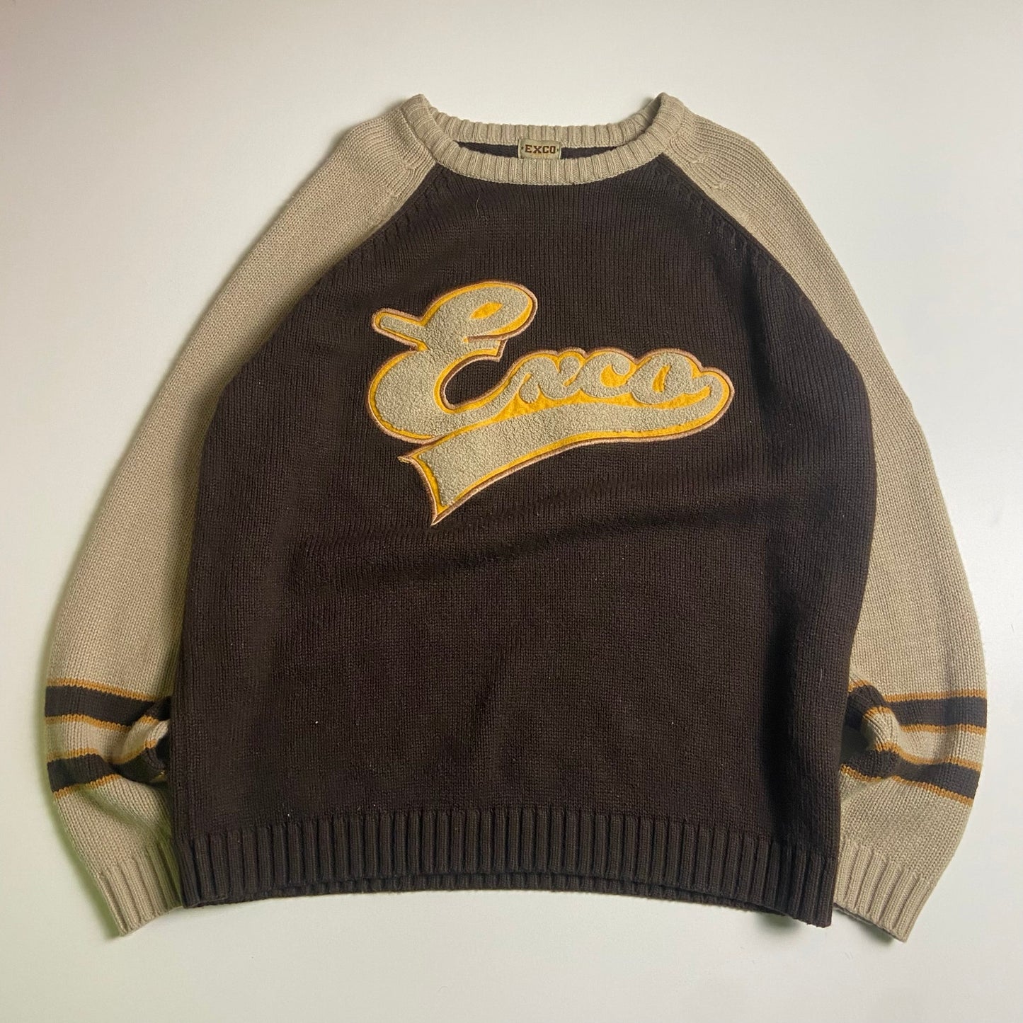 Exco baseball spellout knit sweater XL