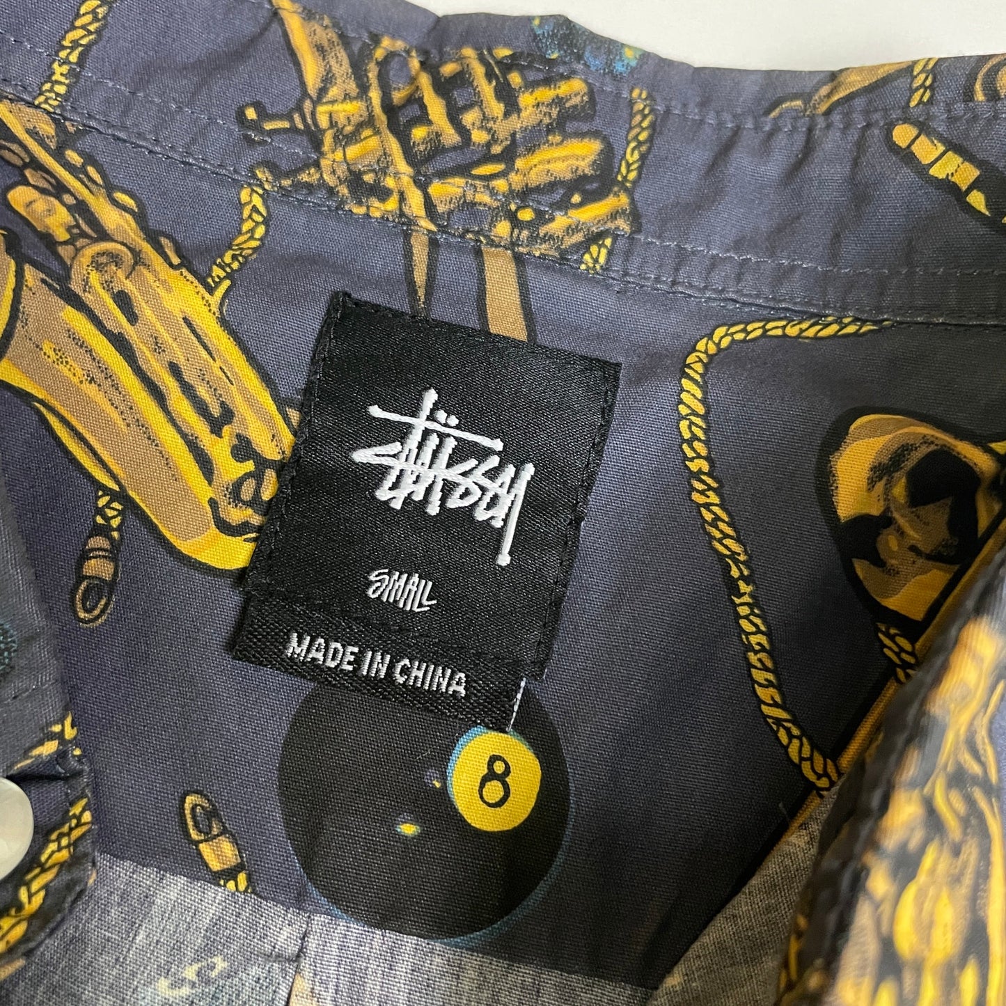 Stussy trumpet monogram button up shirt M