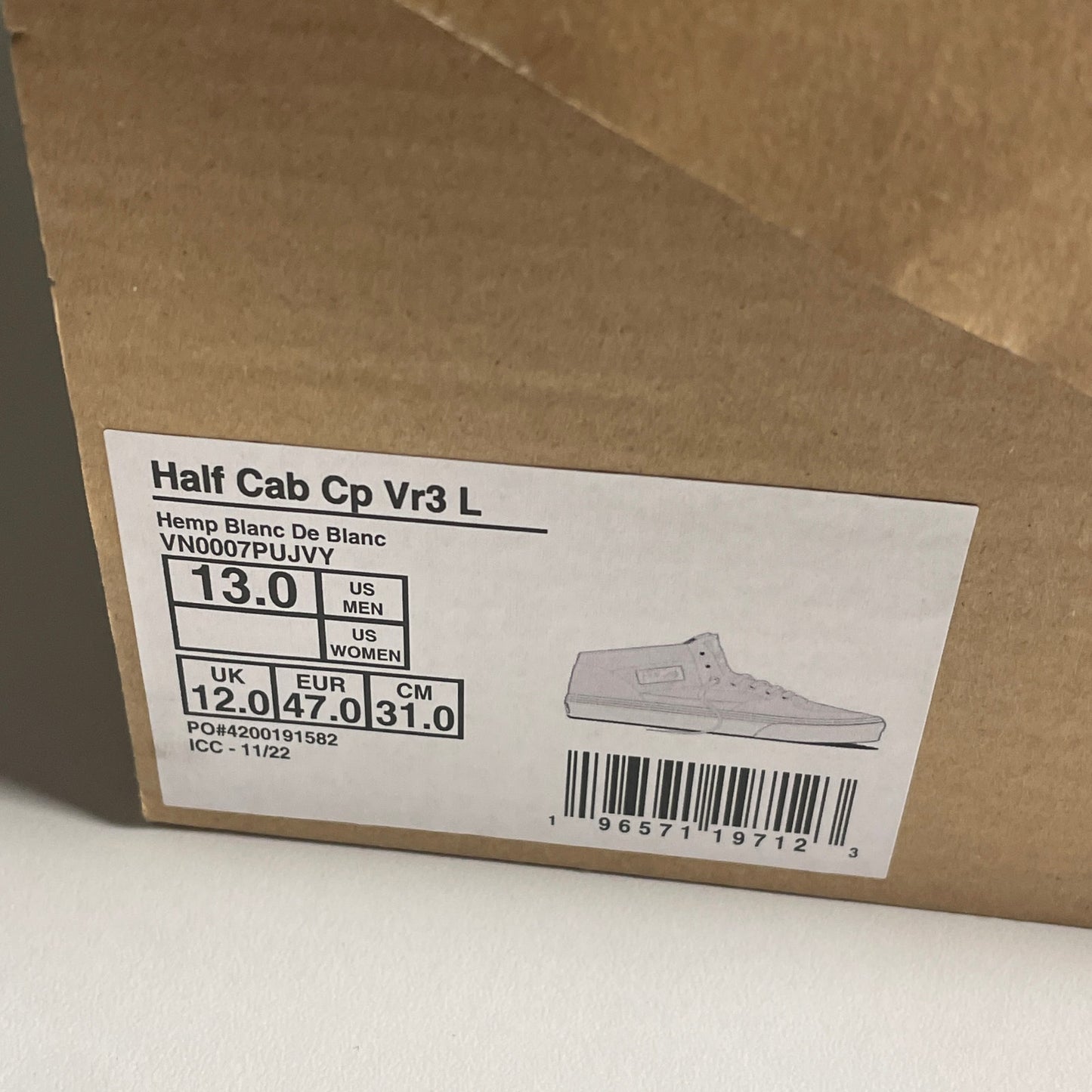 Vans Vault OG Half Cab LX Hemp Blanc De Blanc 13 DS