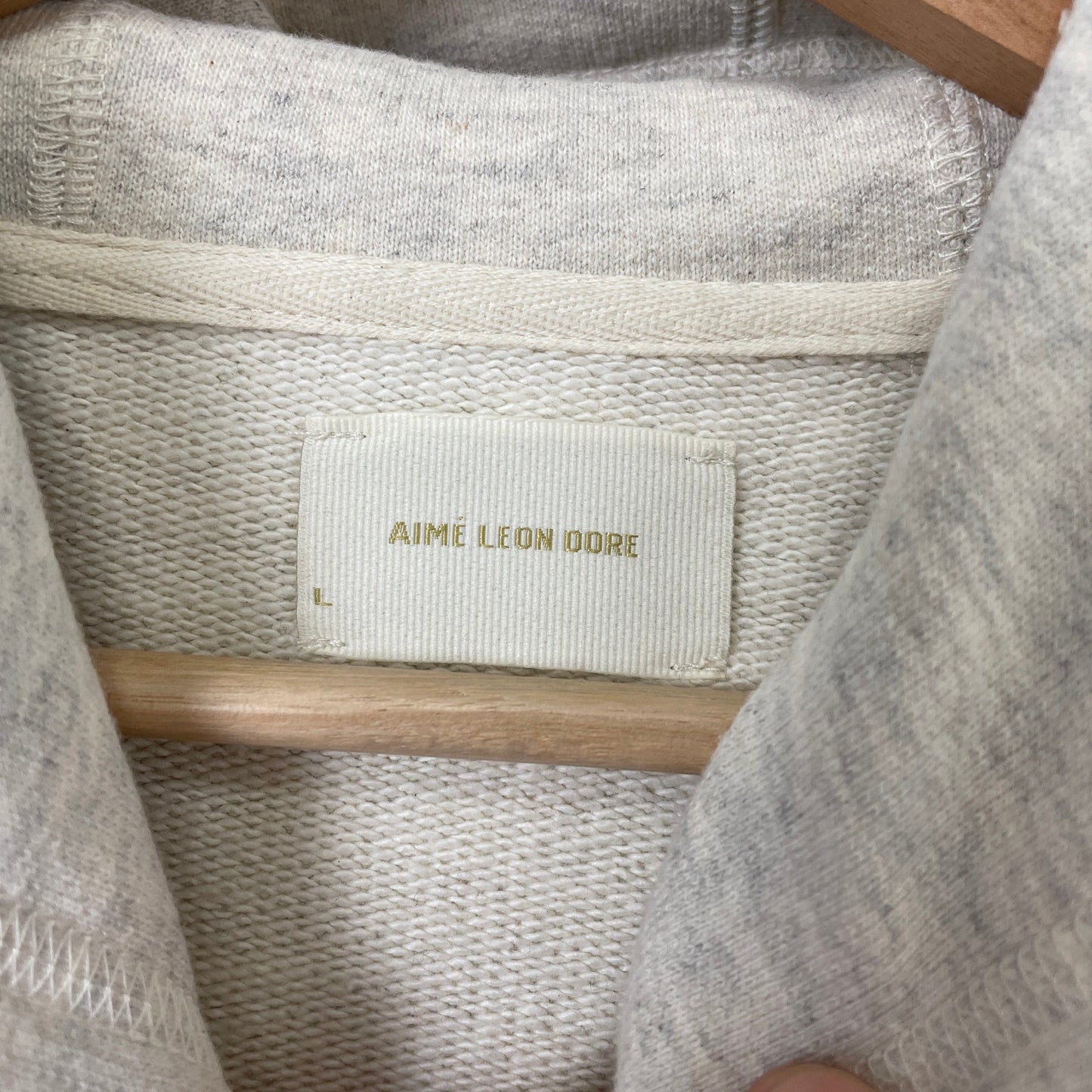 Aime Leon Dore Tonal Logo beige Hoodie L NEW
