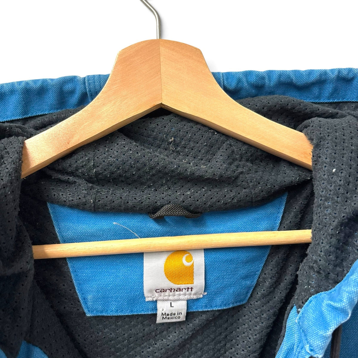 Vintage Carhartt J360 ELB Blue Virgil Hooded Work Jacket L