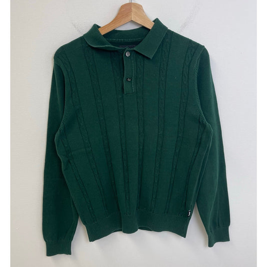 Stussy S Chain Long Sleeve Knit Polo green S