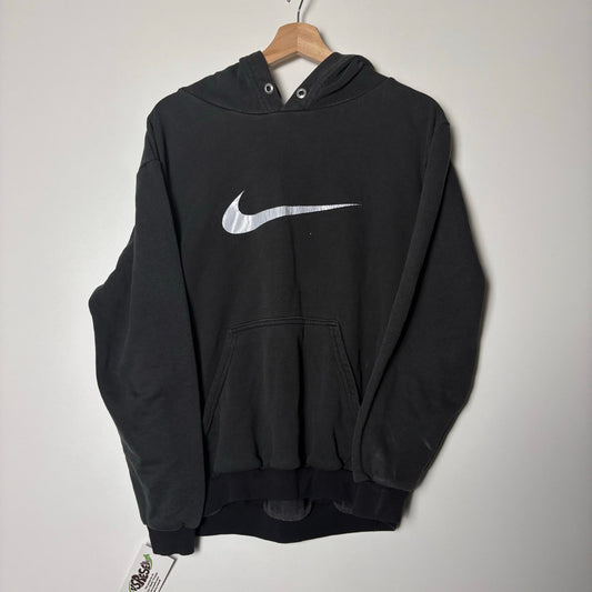 Vintage bootleg big swoosh 90s black hoodie M