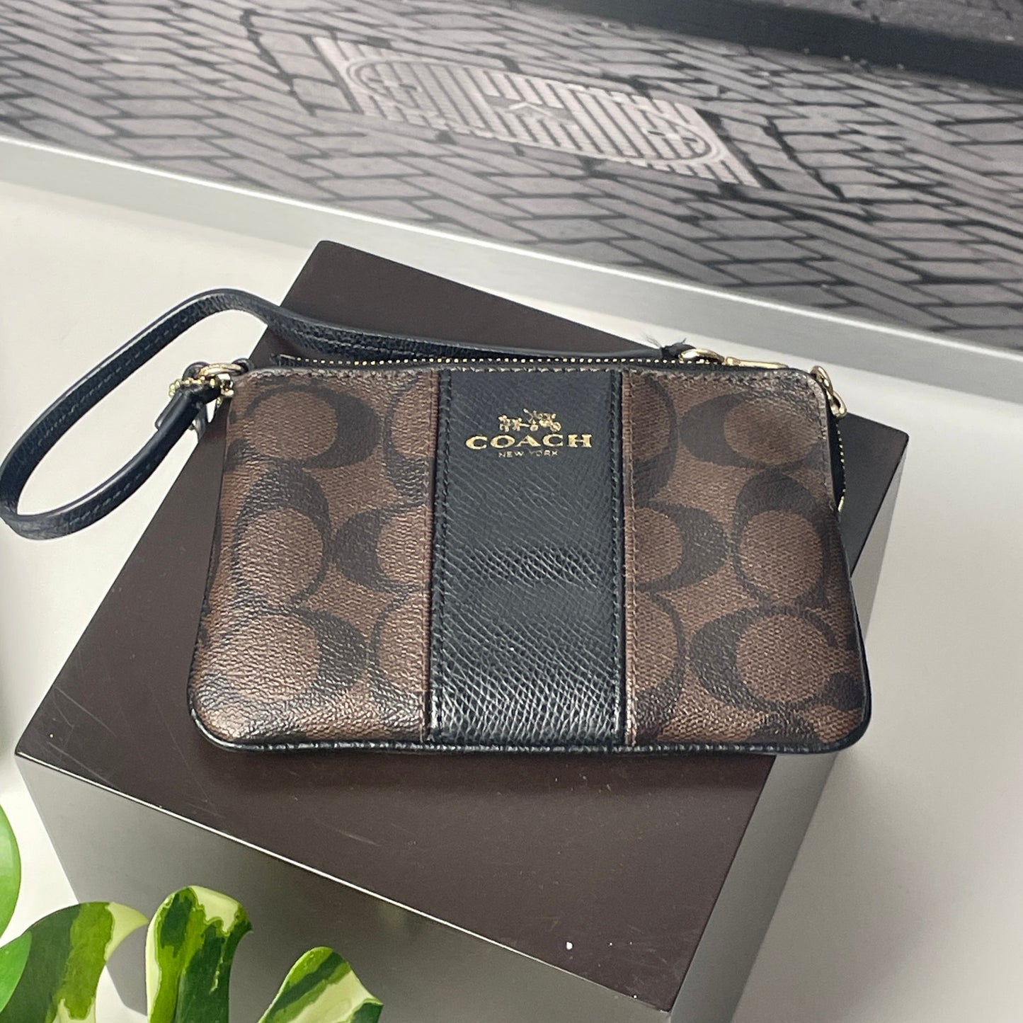 Coach wristlet monogram wallet bag