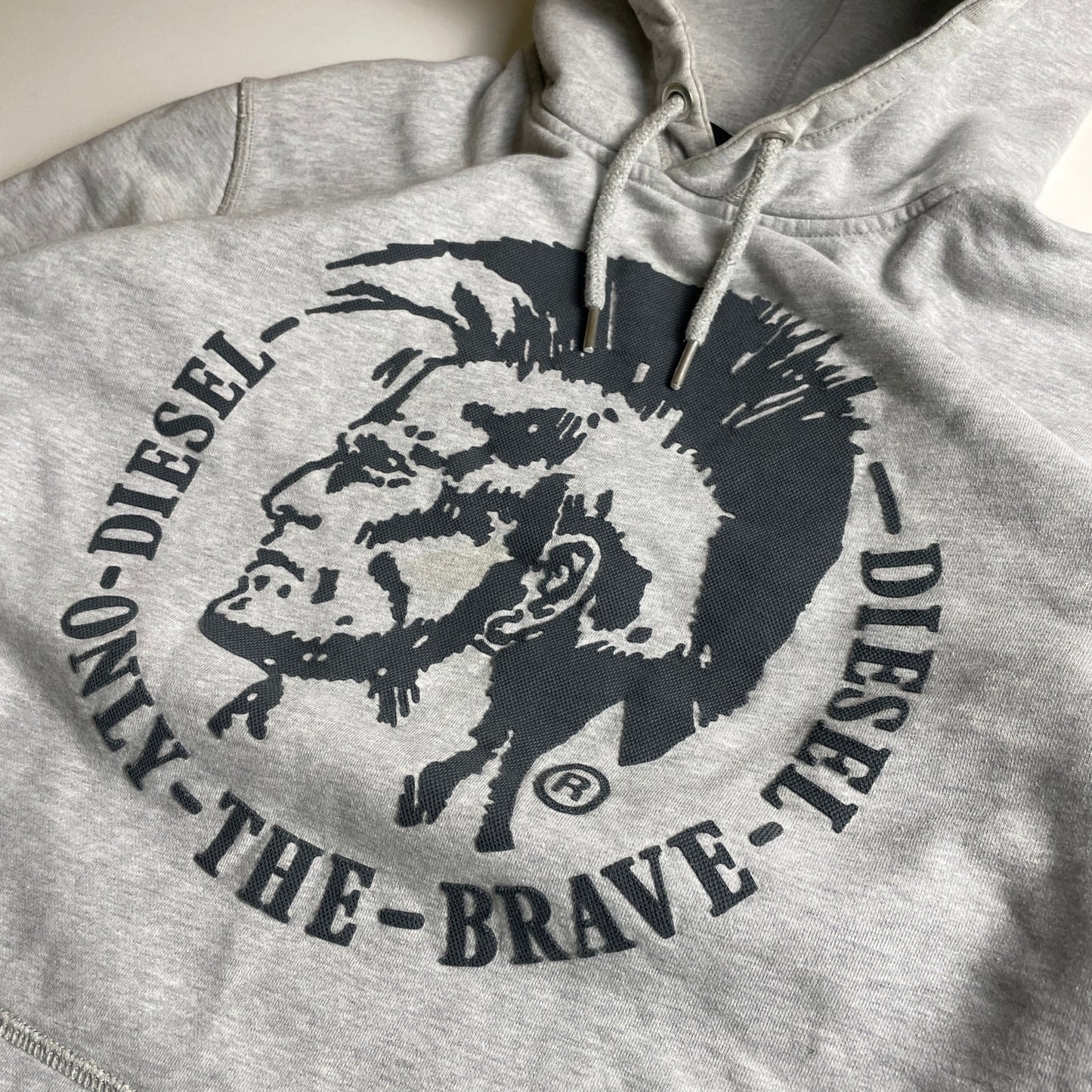 Diesel grey mohawk head logo hoodie L