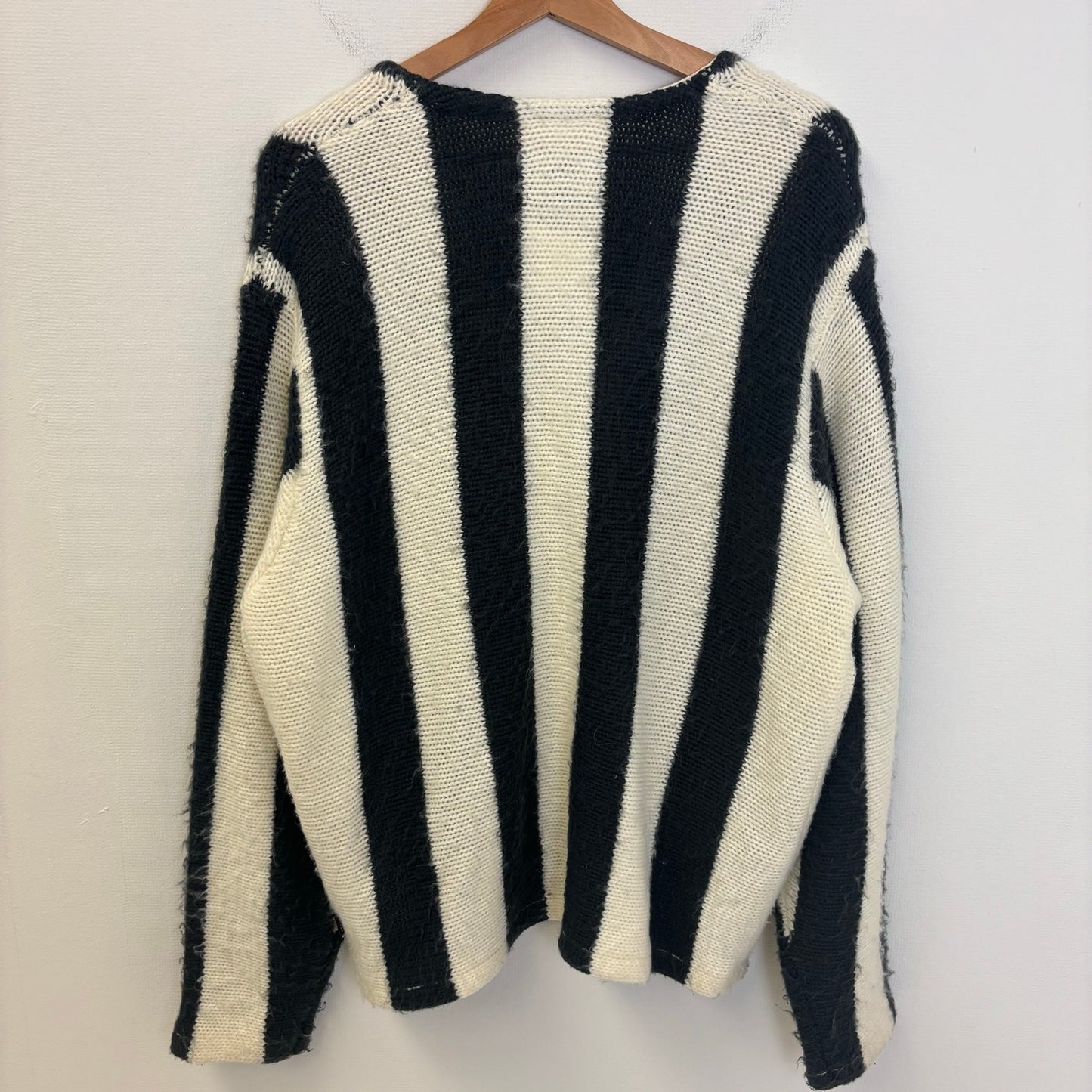 Stussy Stripe Brushed Cardigan Mohair Sweater L