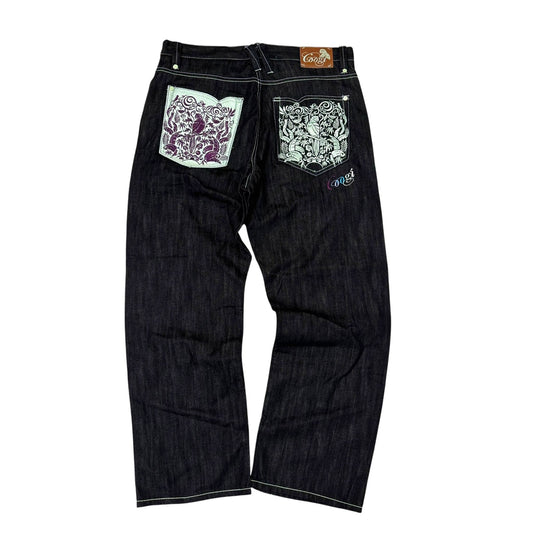 New Y2K Coogi Floral Print Baggy Jeans 38