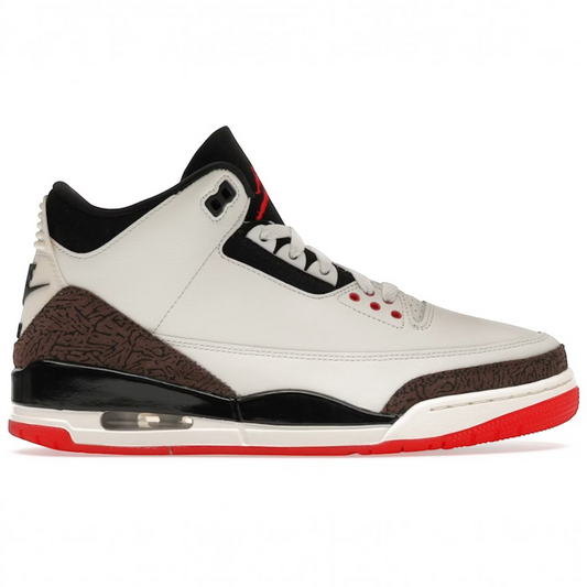 vsresell Jordan 3 Worlds Best Dad sneakers in white leather with brown elephant print and red accents