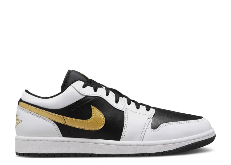 Jordan 1 Low White Black Metallic Gold Size: 6, 7