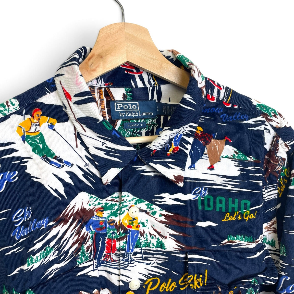 New Polo Ralph Lauren Ski Print Button Up L