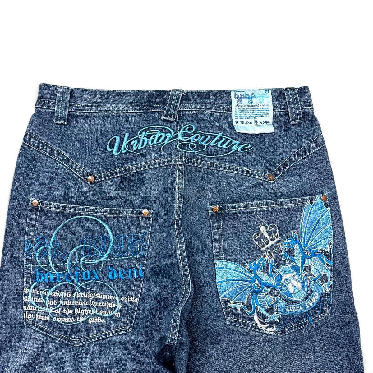 Vintage Bare Fox Dragon Print Jeans 34