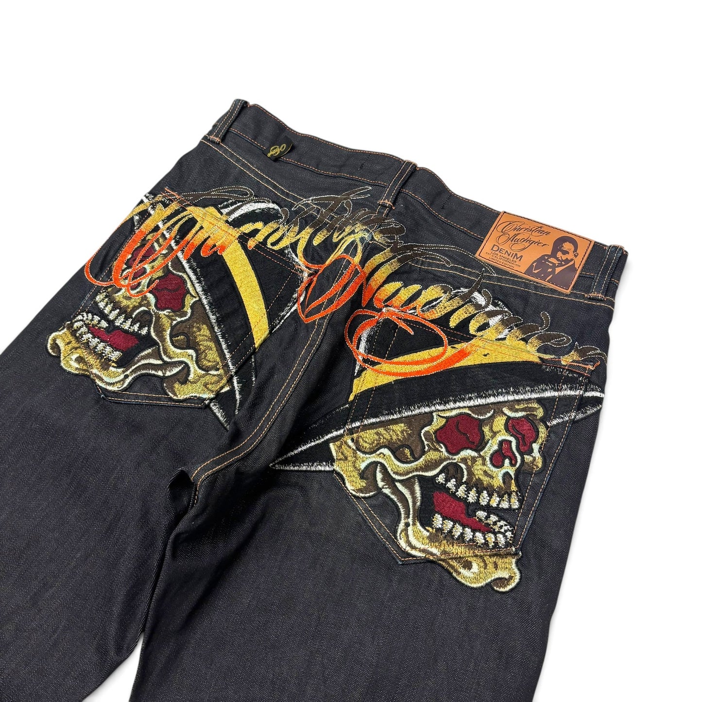 Y2K Christian Audigier Skull Jeans Size 34