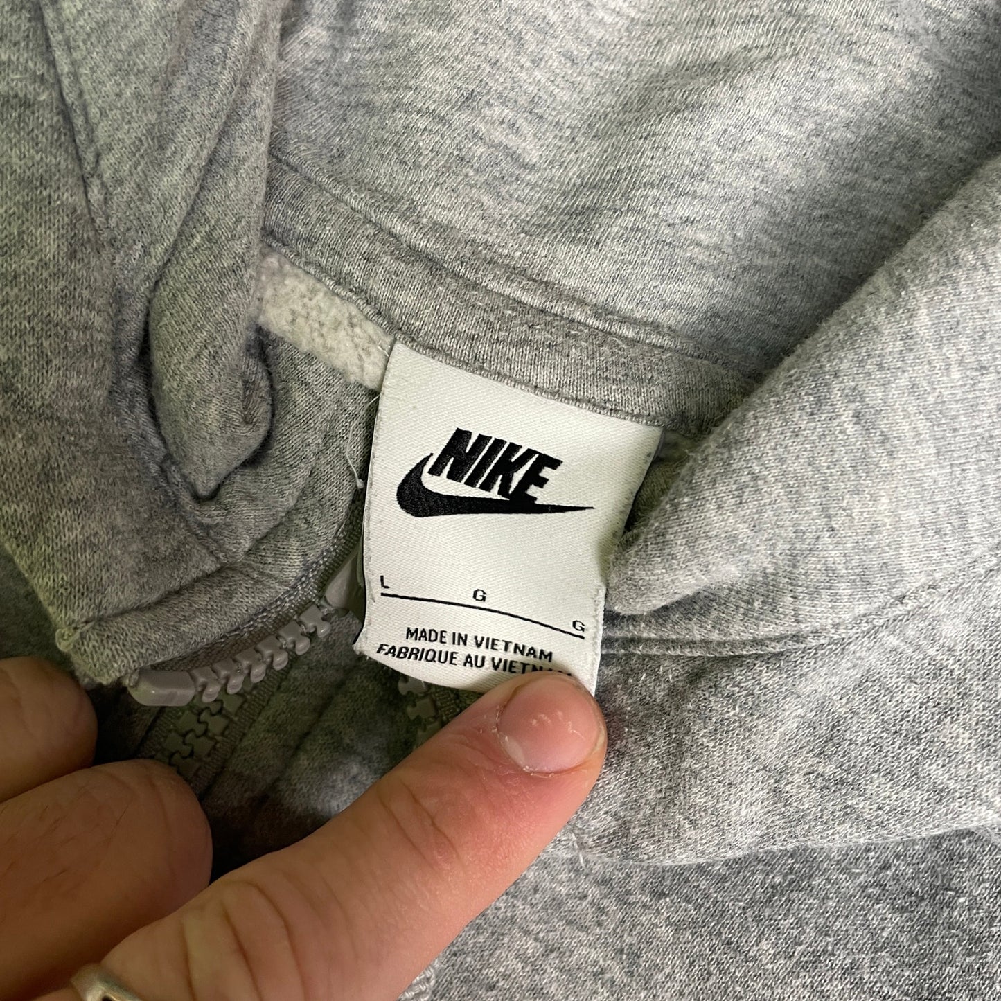 Nike grey zip up hoodie L