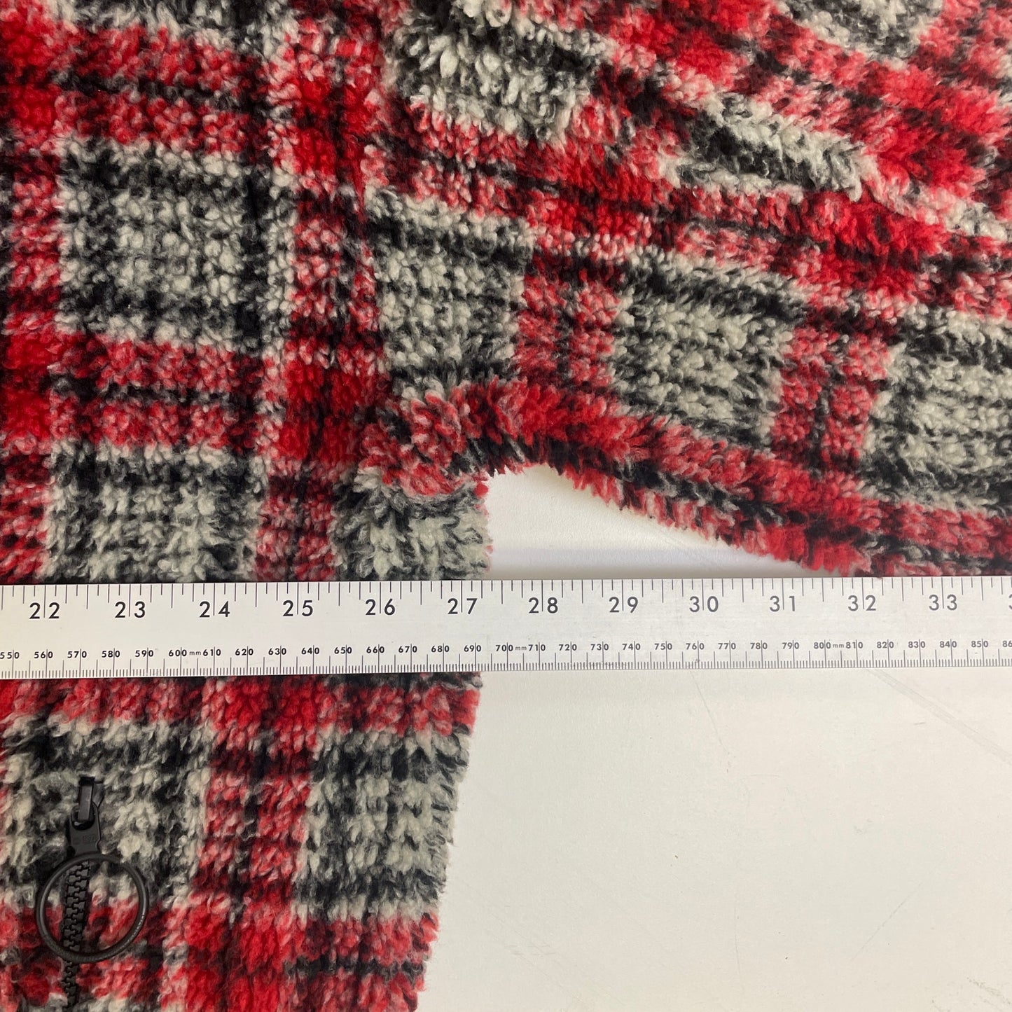 Off White Checkered Red Fleece Jacket L