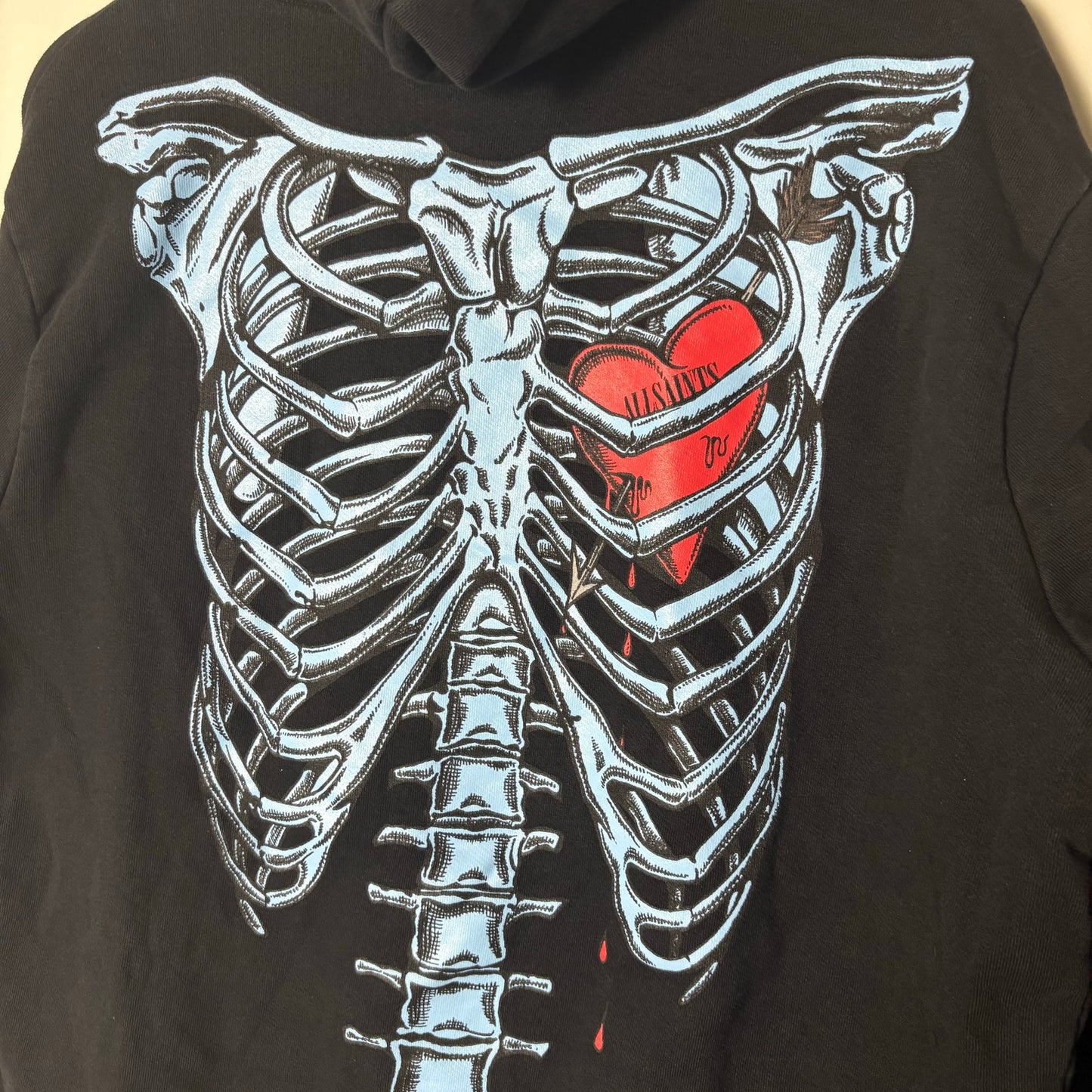Allsaints bleeding heart skeleton hoodie S