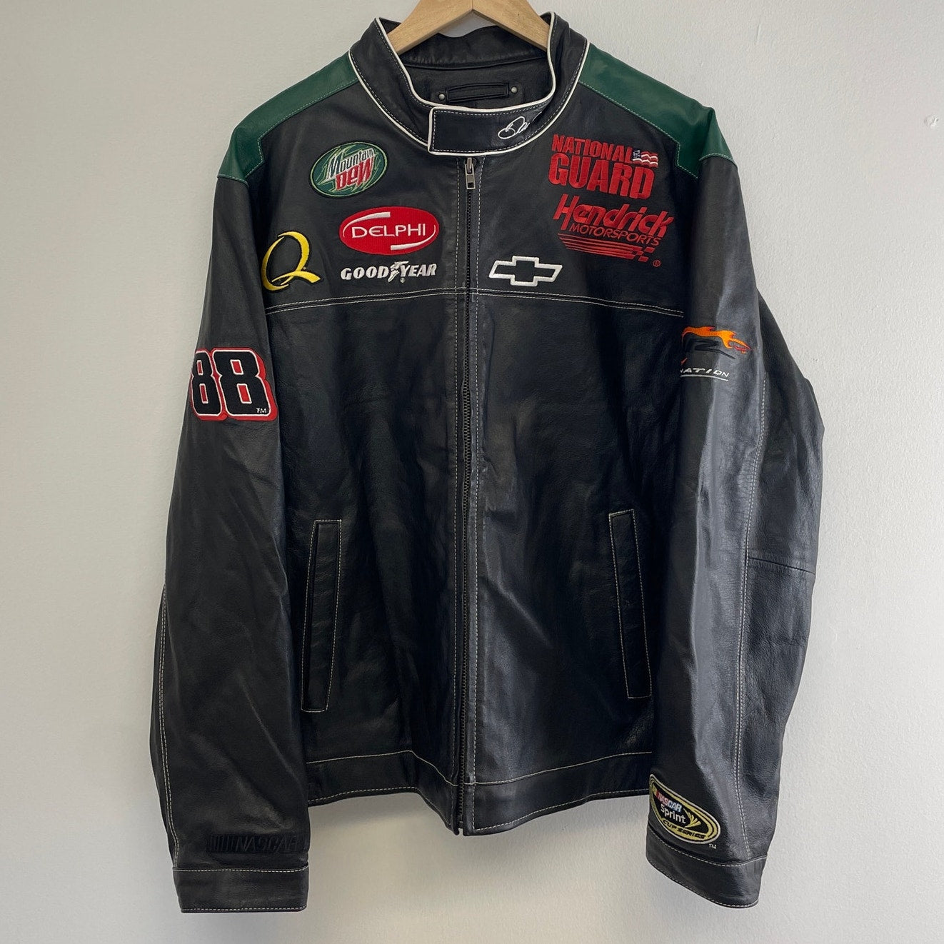 Vintage Dale Jr racing NASCAR Leather Jacket L