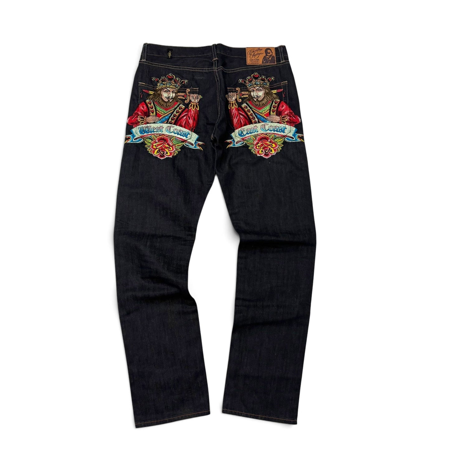 Y2K Christian Audigier East Coast/West Coast King Jeans Size 34