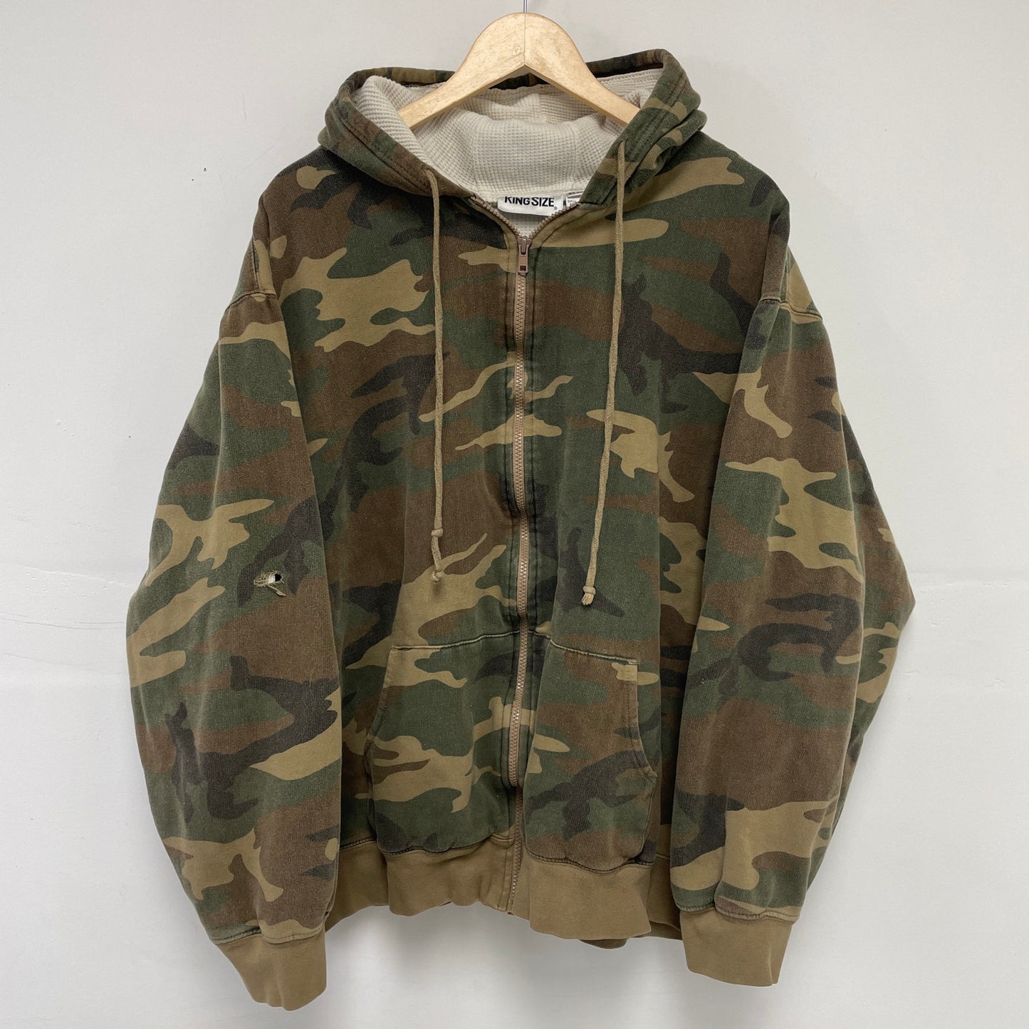 Vintage Camo thermal lined zip up hoodie XL