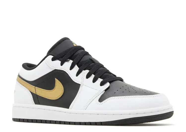 Jordan 1 Low White Black Metallic Gold Size: 6, 7