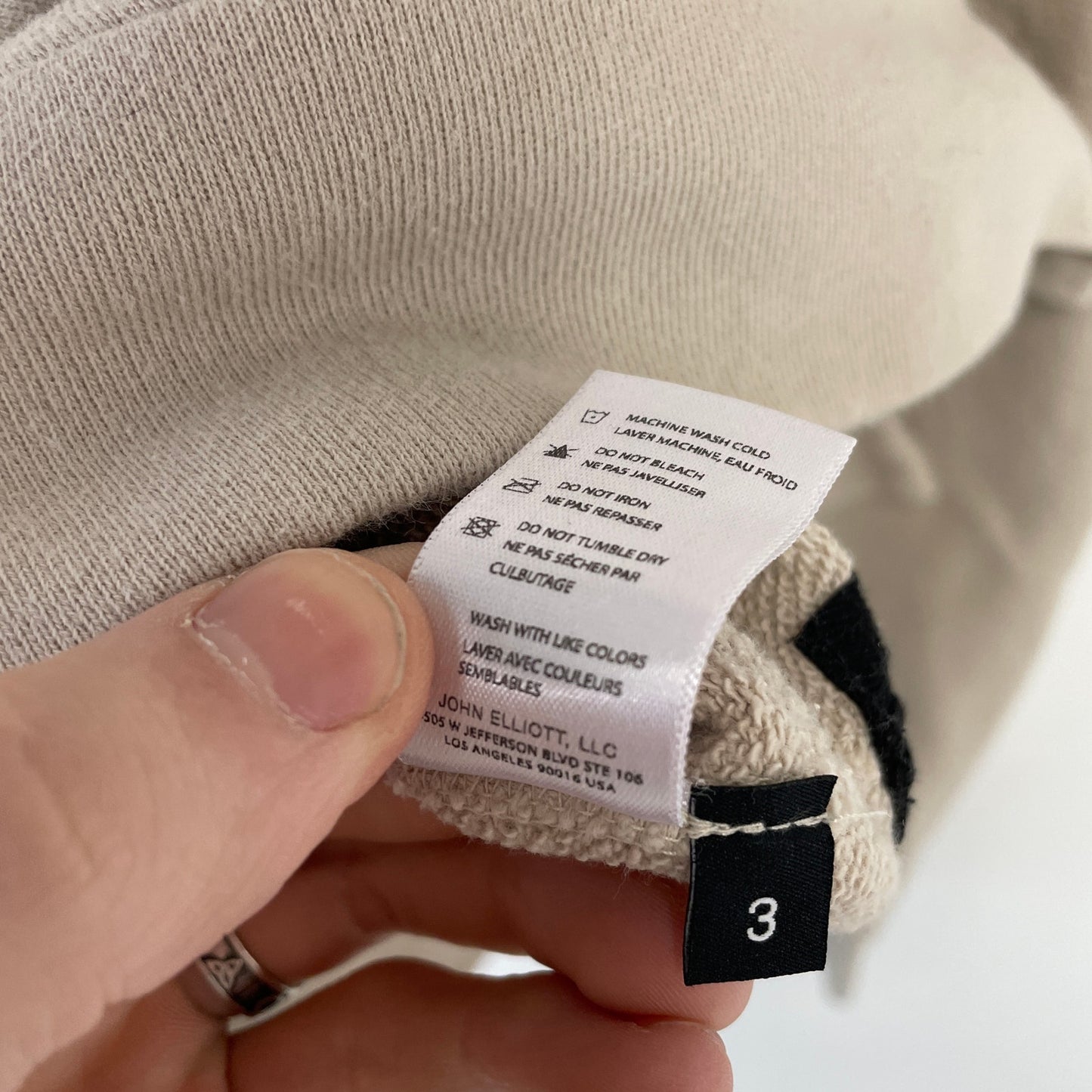 John elliot blank beige hoodie L