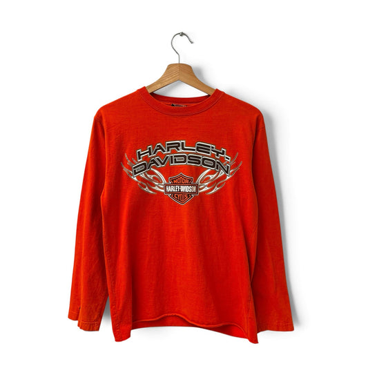 Vintage Harley Davidson Flame Logo LS Shirt S
