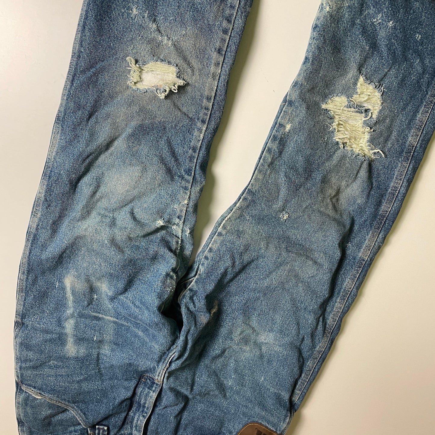 Wrangler fleece lined distressed work jeans 33x34