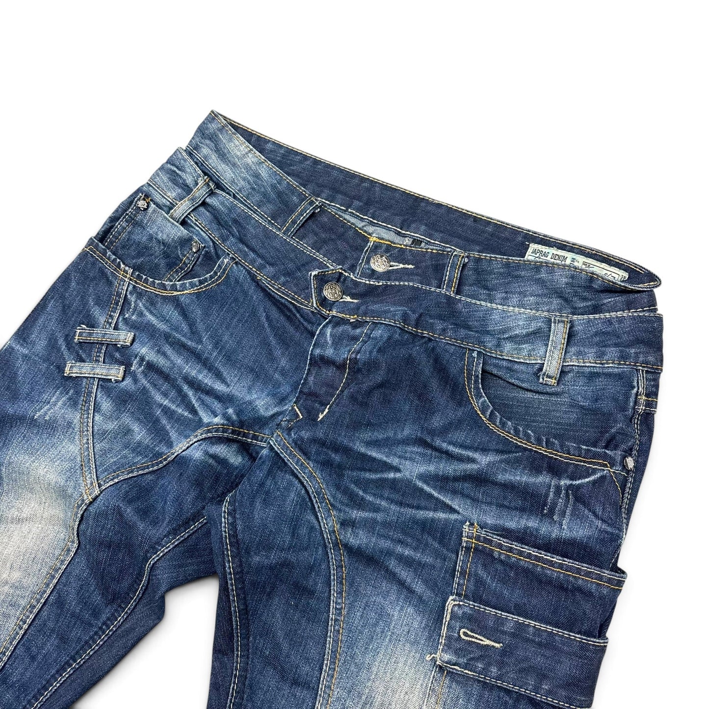 Y2K Japrag Okisha Samoko Dark Wash Deconstructed Jeans 34