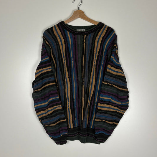 Vintage Akira 3d knit coogi style knit sweater M