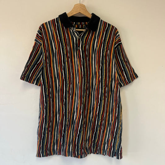 Tundra multi colored button-up short sleeve polo L