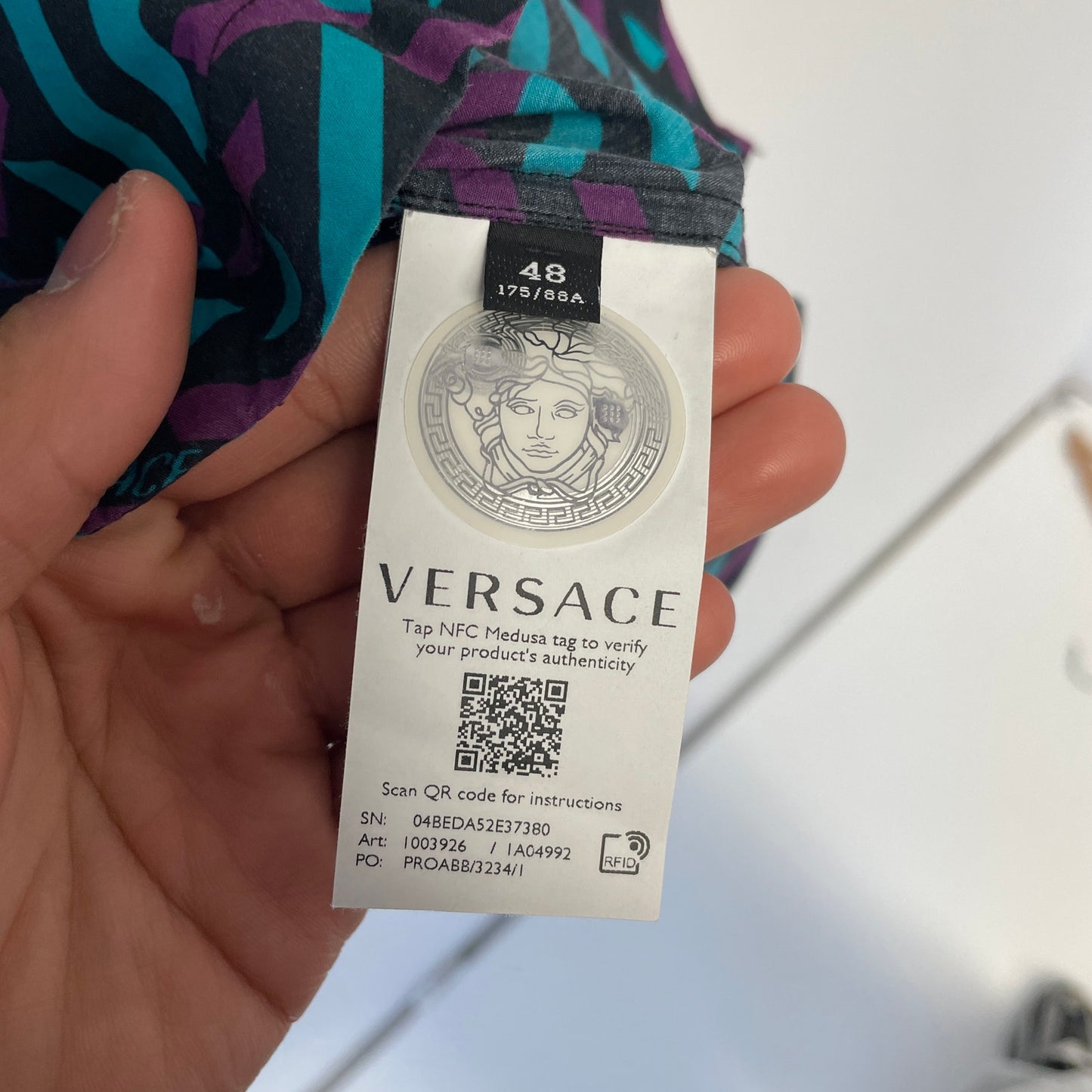 Versace La greca purple teal Button Up L