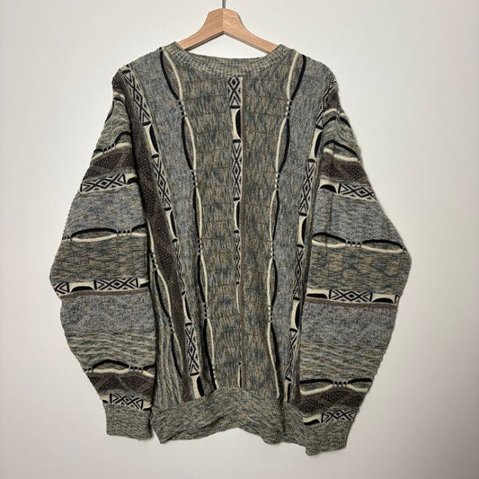 Vintage 90s tosani earth tones 3d knit sweater L