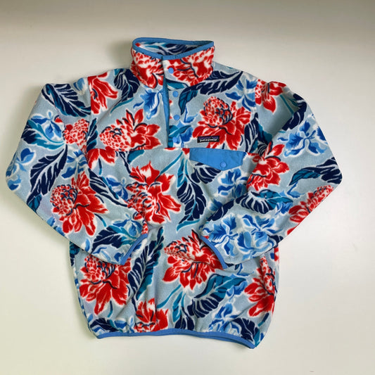 Patagonia floral 1/4 snap synchilla fleece S