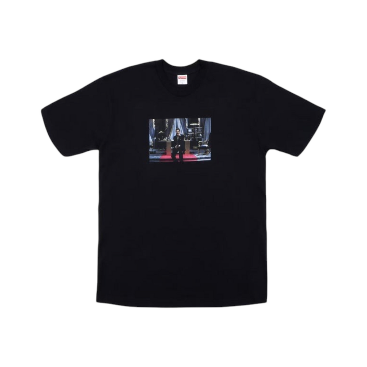 vsresell Supreme Scarface Friend graphic t-shirt in black featuring a movie scene print on the chest