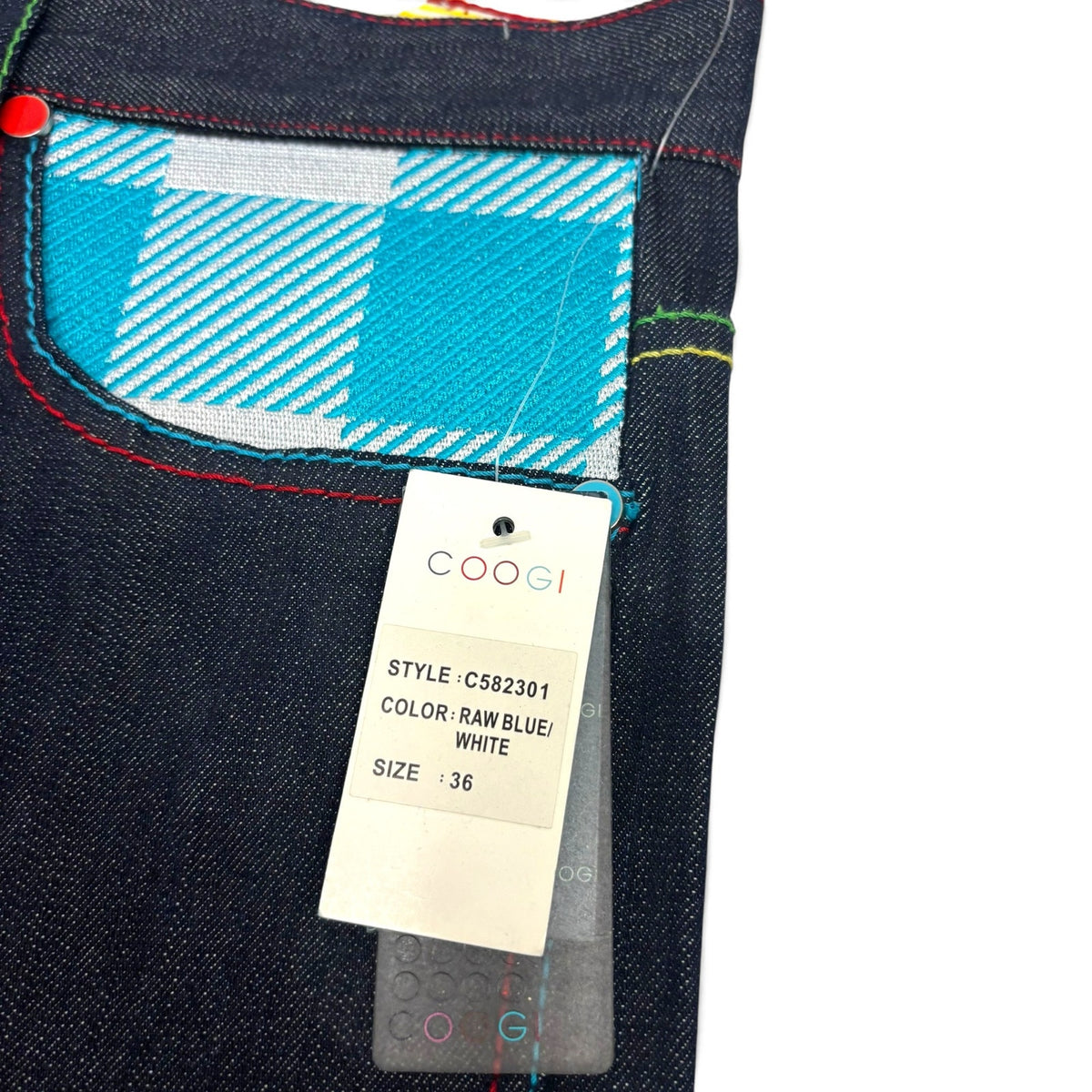 New Vintage Coogi Plaid Print Jeans 36