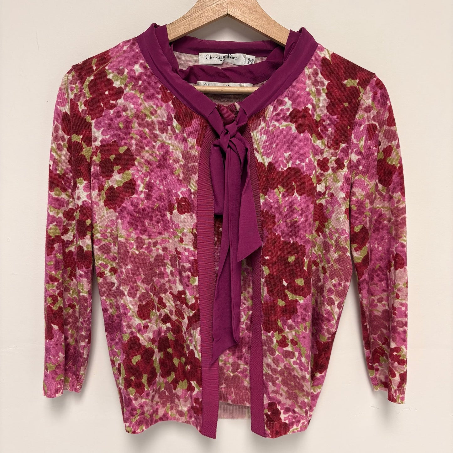 Christian Dior multicolour all-over floral print tie-neck blouse