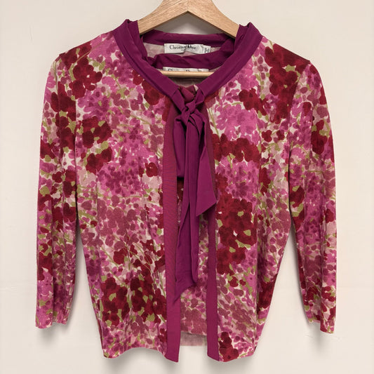 Christian Dior multicolour all-over floral print tie-neck blouse