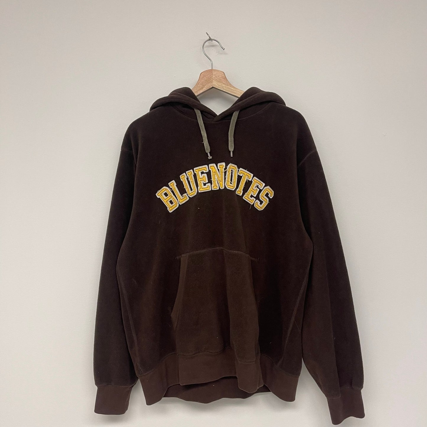 Vintage bluenotes brown fleece spellout hoodie L