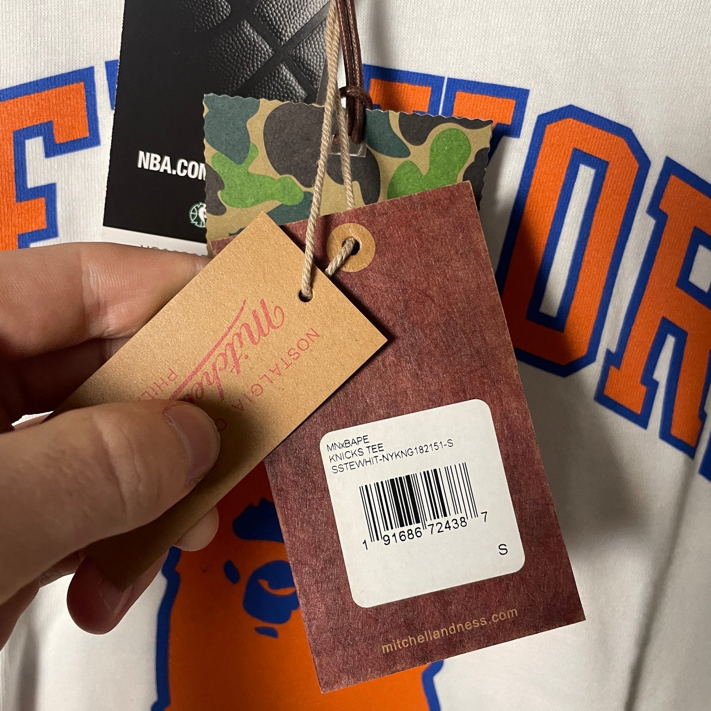 BAPE x Mitchell & Ness Knicks Tee white S NWT