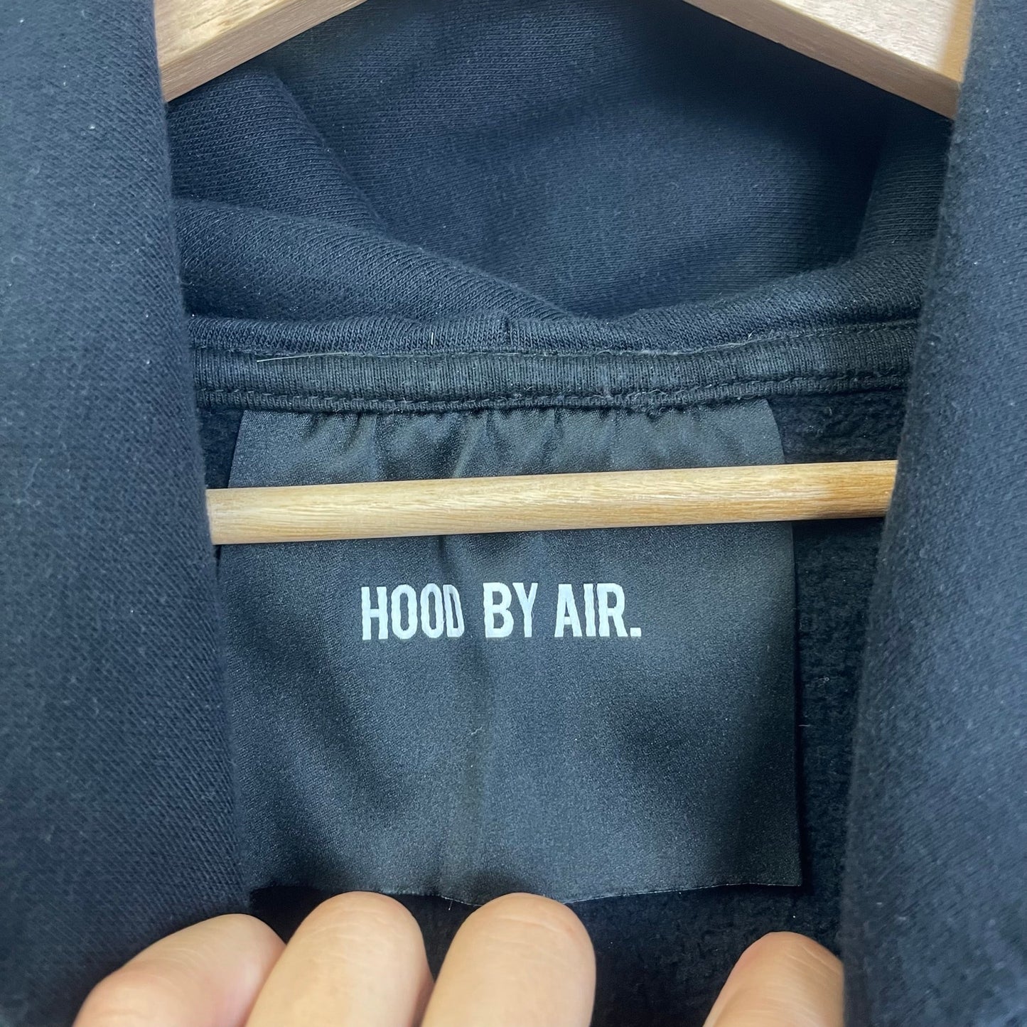 Hood By Air Hoodie Black Embroidered HBA Logo XL