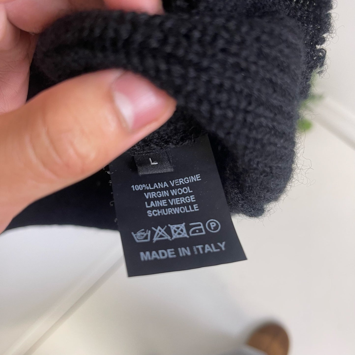 Raf Simons distressed black knit virgin wool sweater L