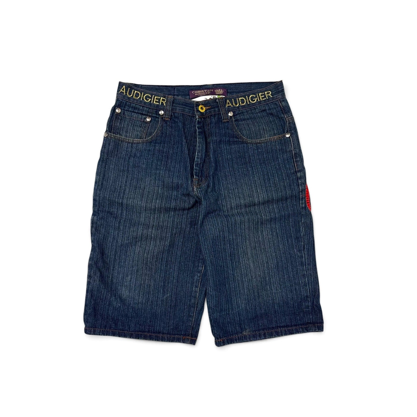 Y2K Christian Audigier Embroidered Baggy Shorts 36