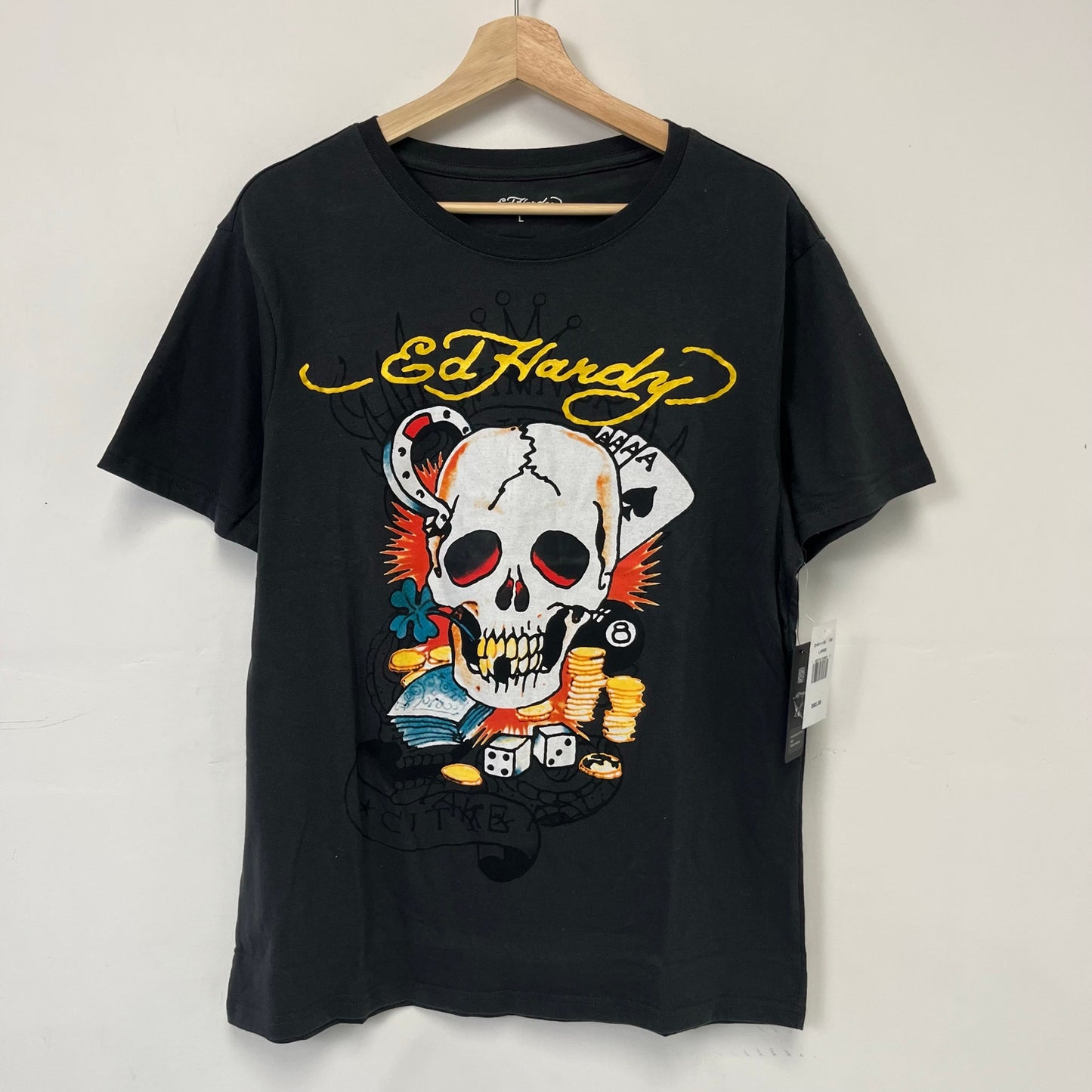 Ed Hardy Ace Skull T-Shirt L NWT