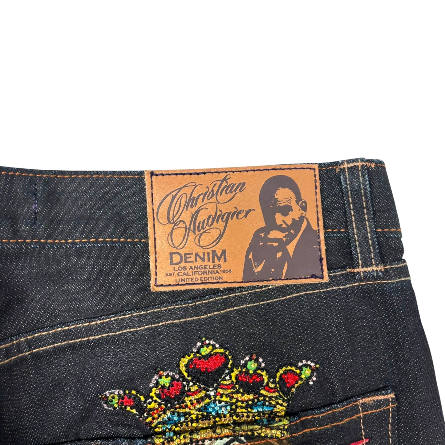 Y2K Christian Audigier East Coast/West Coast King Jeans Size 34