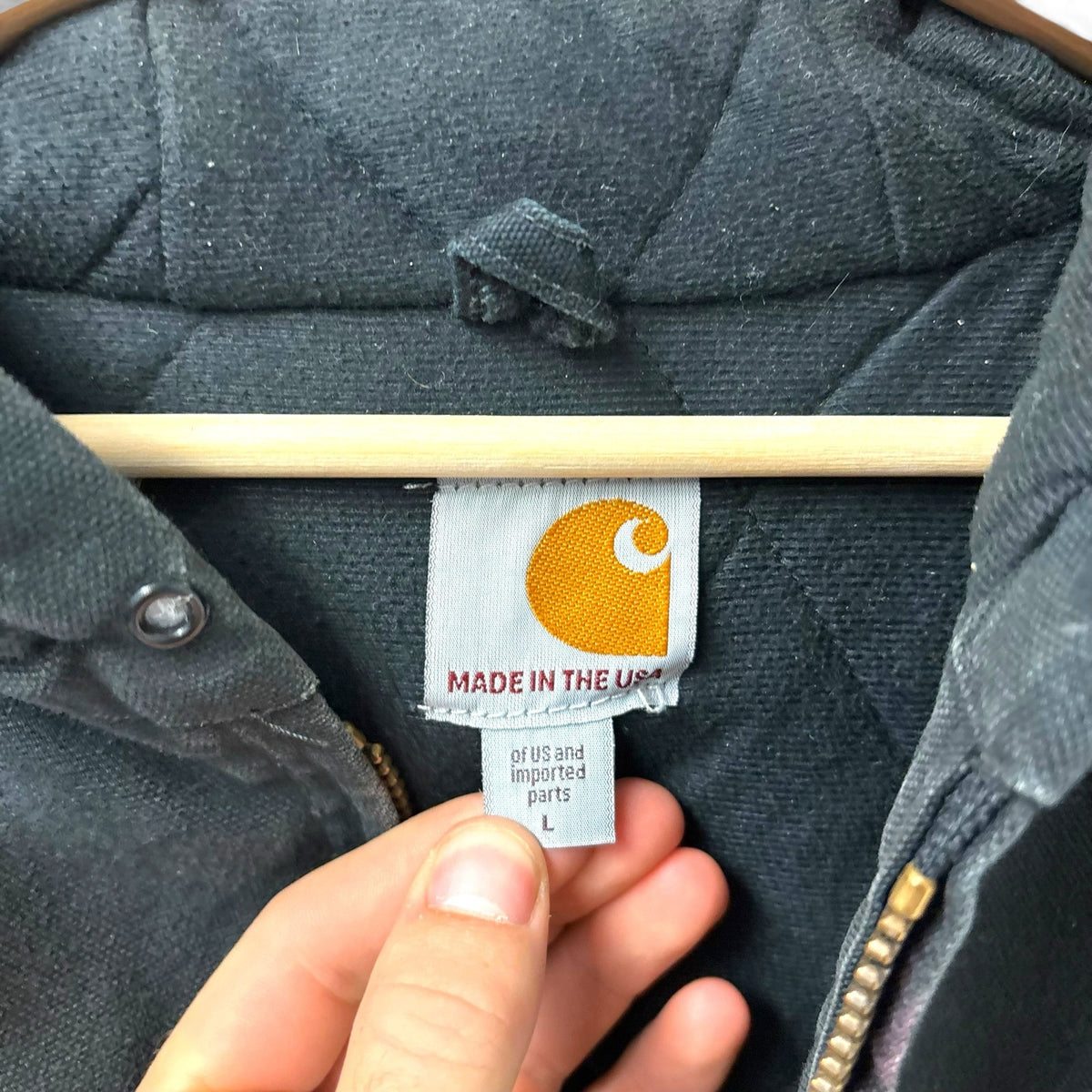 Vintage Carhartt J140 Black Hooded Jacket L