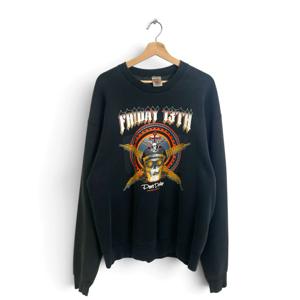 Vintage 90s Friday The 13th Port Dover Ride Crewneck XL