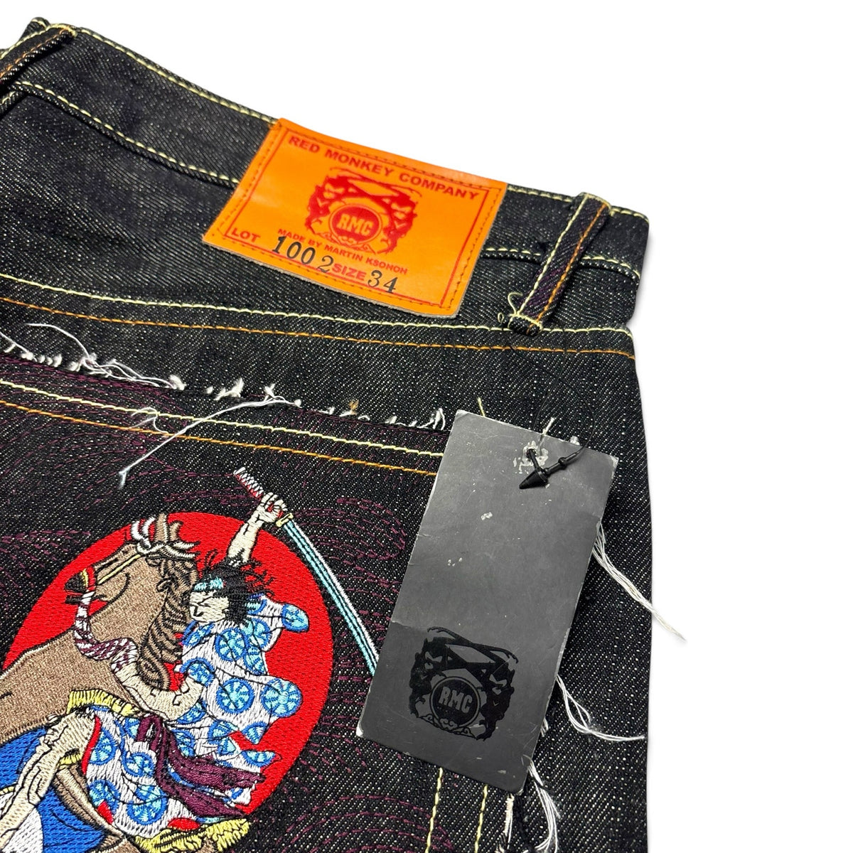 New Vintage RMC Red Monkey 2008 Erotic Ukiyo-e Raw Selvedge Jeans 34