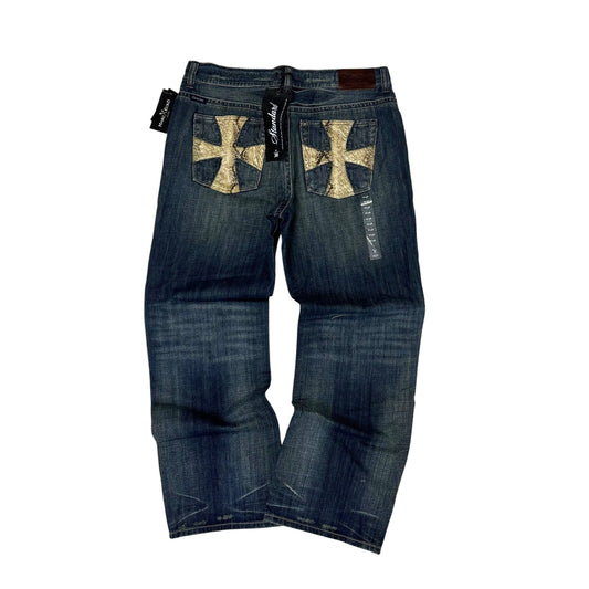 New Y2K Mark Ecko Snake Skin Cross Baggy Jeans 38
