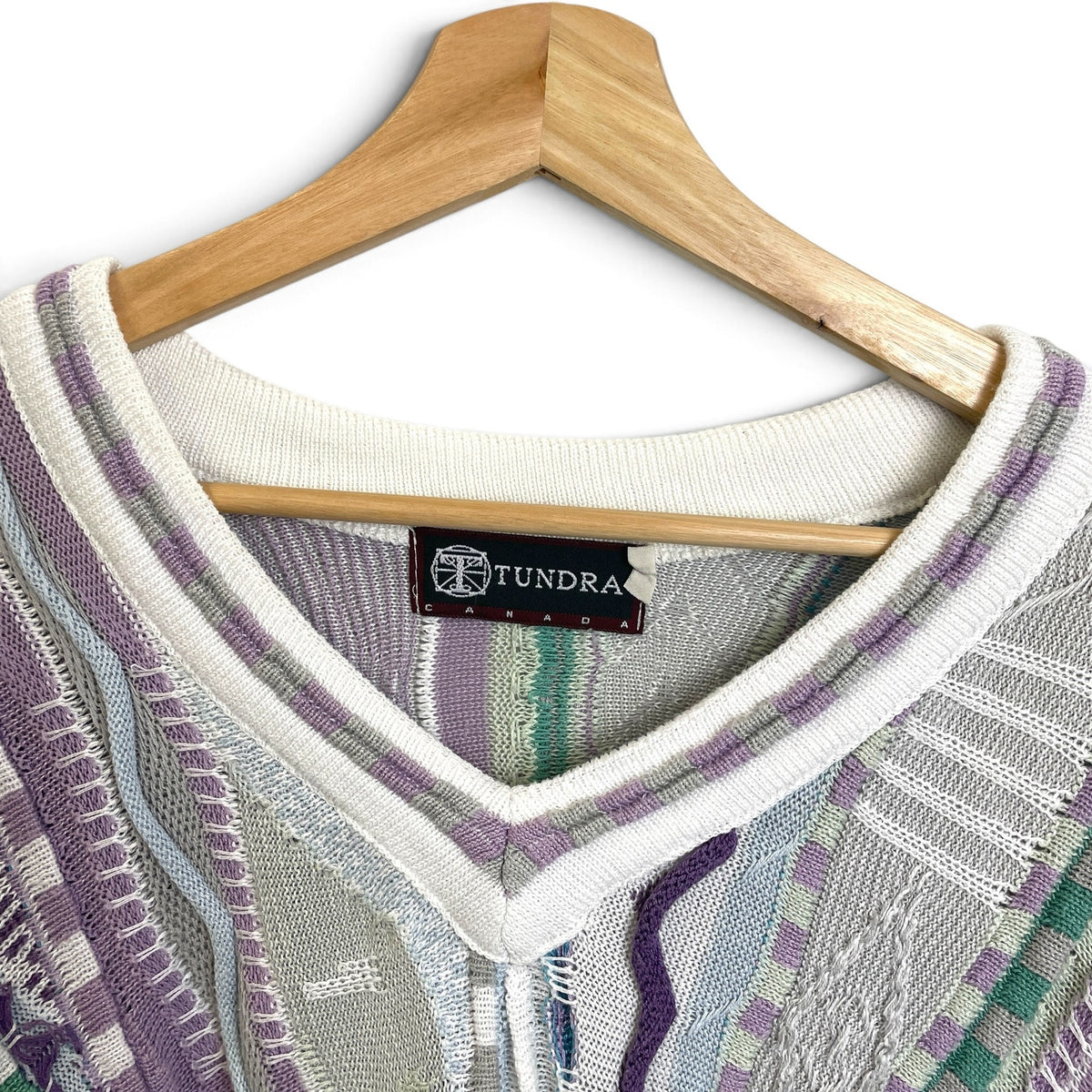 Vintage Tundra 3D Cable Knit V Neck Sweater