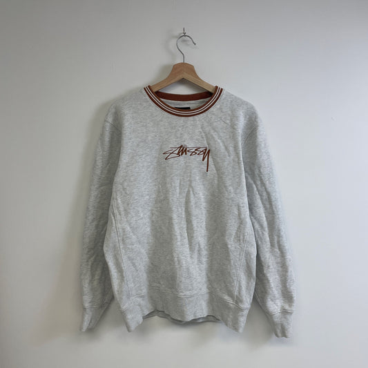 Stussy contrast collar grey crewneck M